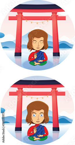 nice woman playing yoga, cartoon character design 