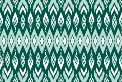 Wallpaper Mural THAI FABRIC GREEN WHITE SEAMLESS PATTERN Torontodigital.ca