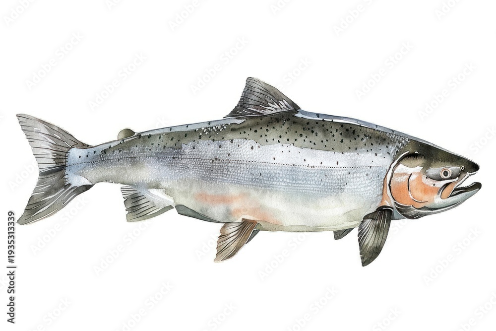 Obraz premium Detailed watercolor fish illustration