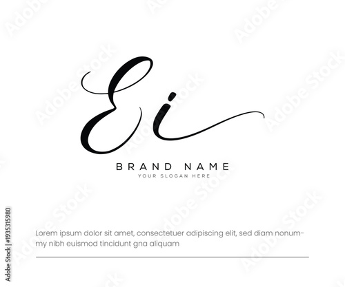 Ei initial letter handwriting monogram signature logo template