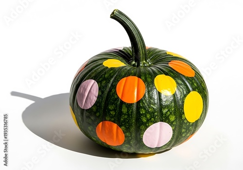 Polka Dot Painted Festive Green Pumpkin
