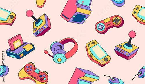 Cute gaming pattern background design