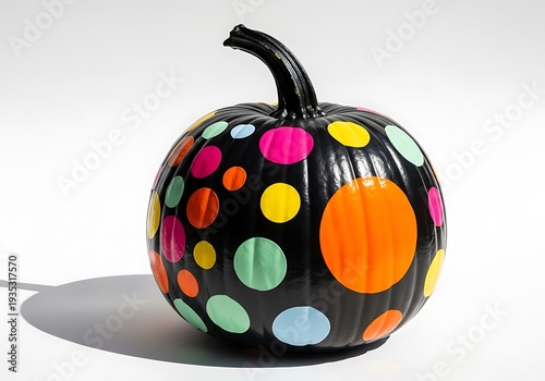 Colorful Polka Dot Black Pumpkin Art