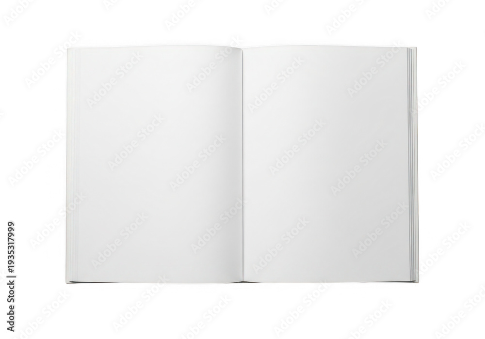 Naklejka premium Open book mockup with blank pages ideal for design presentation on transparent background