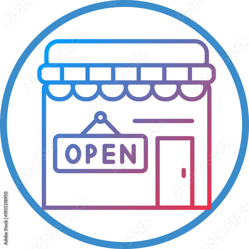 Shop Open Line Icon Style
