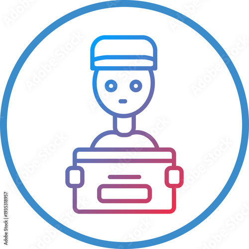 Delivery Man Line Icon Style