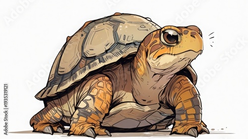 Illustration of a brown turtle drawing