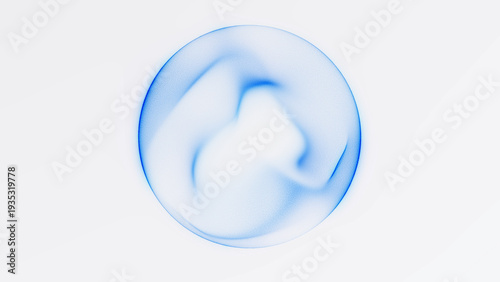 Minimal abstract blue sphere with soft fluid distortion and subtle plasma texture on white background. Clean futuristic orb with smooth gradient light and modern digital aesthetic.