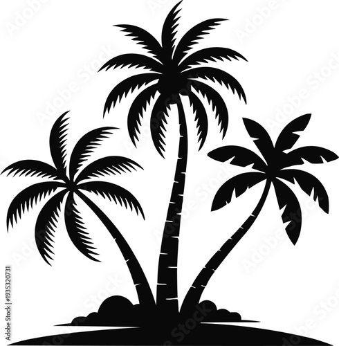 Summer Beach Palm Silhouettes Tropical Nature Travel Logo Elements