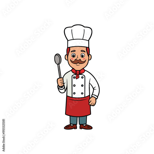Chef character illustration for fathers day celebration card design