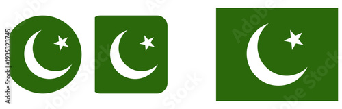 Set of icons depicting the flag of Pakistan, made in vector graphics and placed on a transparent background.
