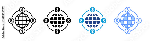 World Financial icon set multiple style collection