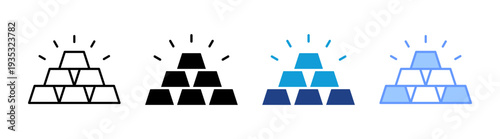 Gold Bars icon set multiple style collection