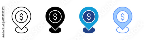 Pin icon set multiple style collection