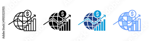 Global Economy icon set multiple style collection