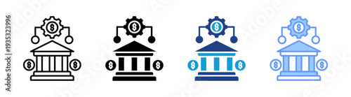 Banking System icon set multiple style collection