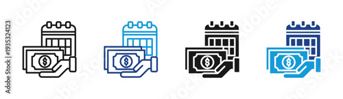 Payroll Payment icon set multiple style collection