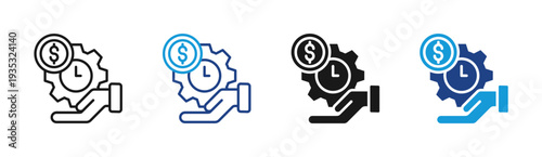 Overtime Pay icon set multiple style collection