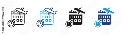 Business Trip icon set multiple style collection