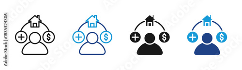 Employee Benefits icon set multiple style collection