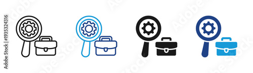 Job Certification icon set multiple style collection