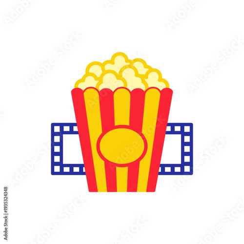 Movie Theater Popcorn with Film Strip for Cinema Graphics