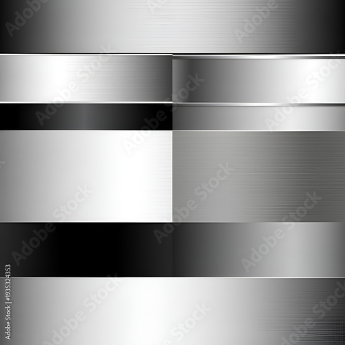 A set of silver and black metallic gradients. Vector collection of metall gradients for chrome button, ribbon, metal frame, border, label design.