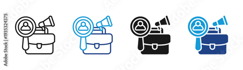 Recruitment Process icon set multiple style collection