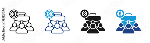 Team Payroll icon set multiple style collection