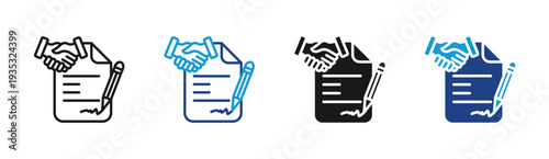 Work Agreement icon set multiple style collection