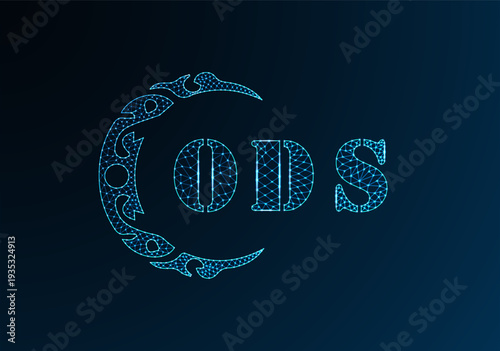 Low poly letter logo ODS design. ODS letter logo low poly vector design on blue color gradient background. ODS logo low poly design