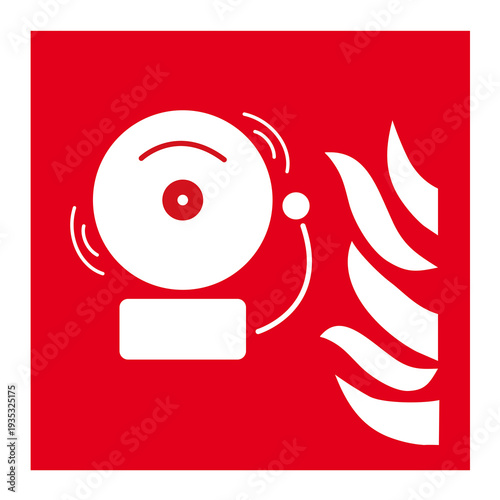 Red and white fire alarm sign isolated on a white background