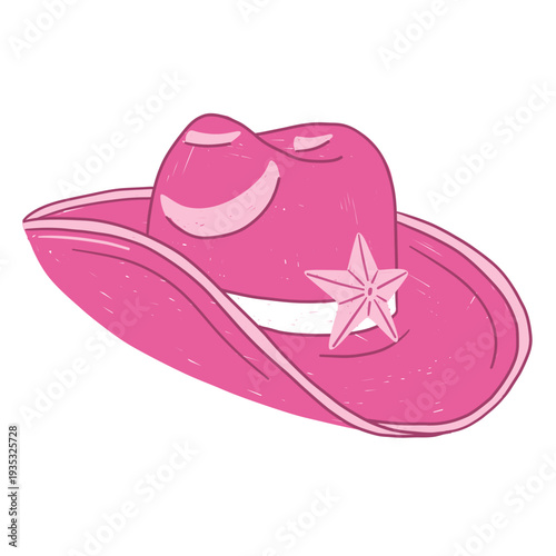 Western cowgirl pink hat in childlike style