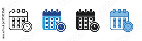 Work Schedule icon set multiple style collection