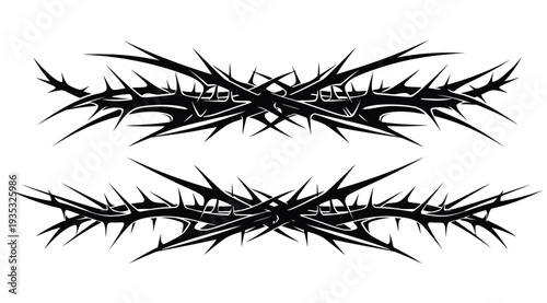 Black thorny crown or wreath isolated on white background for easter or biblical symbol