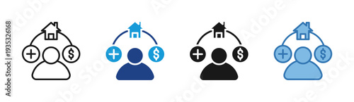 Employee Benefits icon set multiple style collection