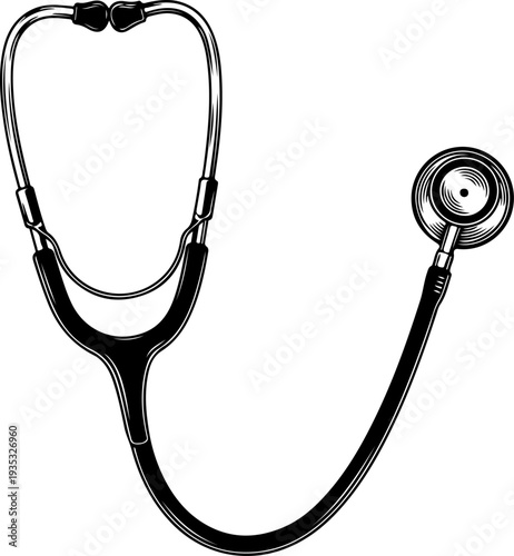 Antique Stethoscope silhouette vector illustration
