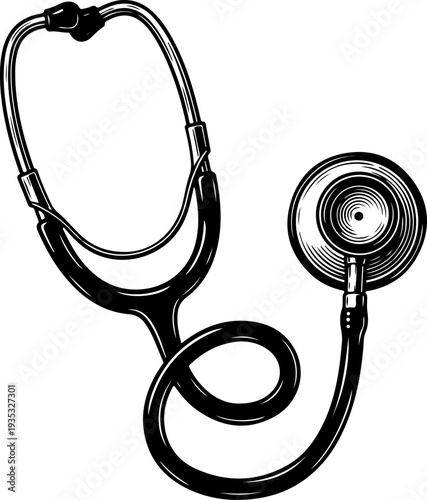 Antique Stethoscope silhouette vector illustration