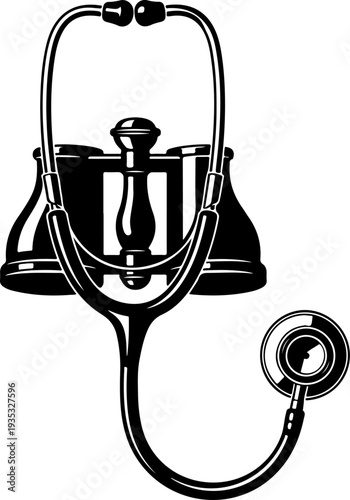 Antique Stethoscope silhouette vector illustration