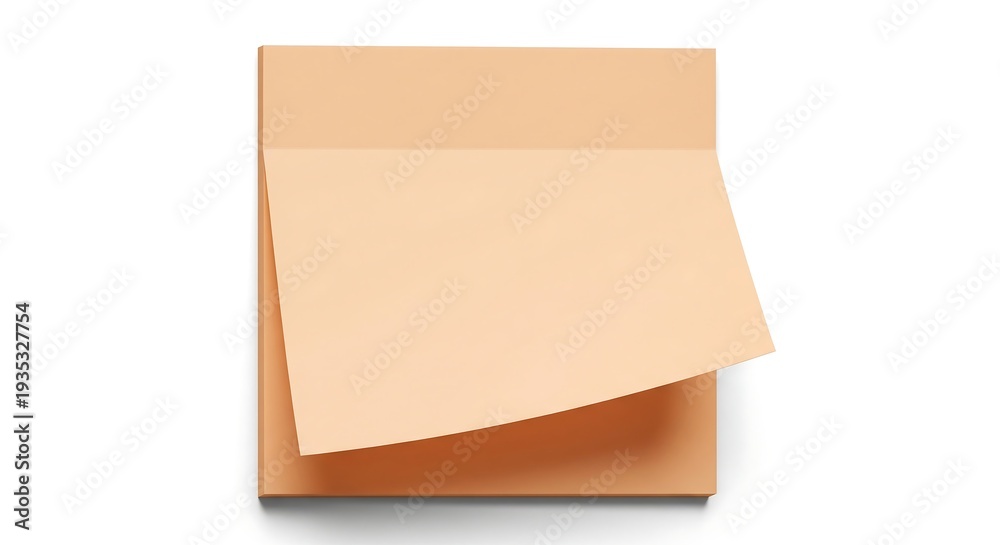 Fototapeta premium A top-down view of a stack of peach-colored sticky notes with one note peeled back.