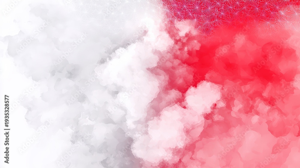 Fototapeta premium A striking aerial view of clouds merging with digital patterns, bold composition with text space on the top half