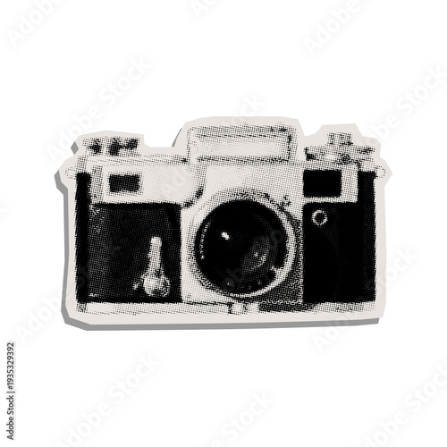 Black and white vintage camera isolated on Transparent Background