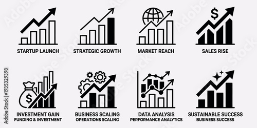 Business and real estate vector icon set for homes buildings and construction
