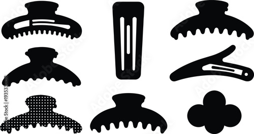 Black cat silhouette vector set with white eyes, mysterious kitten poses, feline icons, spooky halloween elements, isolated domestic pets graphic