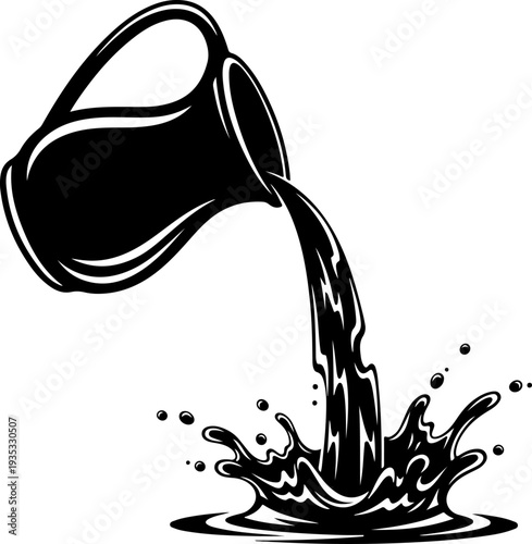 liquid pouring from a jug silhouette vector illustration