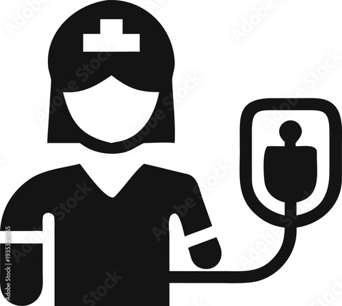 Healthcare Professional Holding Intravenous Fluid Bag for Patient Blood Transfusion