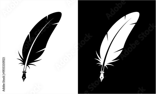 Elegant Quill Pen Silhouette for Writing and Education.