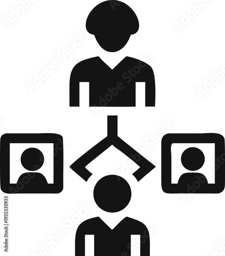 Hierarchical business structure showing organizational leadership and team member relationships
