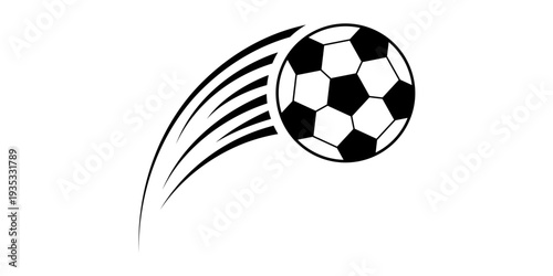 Soccer icon speed ball football goal and background vector logo. World cup graphic isolated design. Flying soccer with white abstract ball