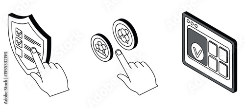 User interface interactions selecting options on digital panels